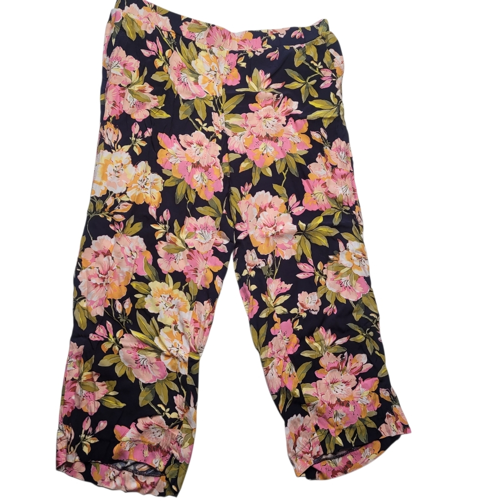 LOFT Black Floral Wide-Leg Pants - Picture 4 of 6